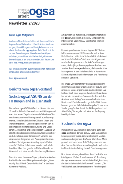Issue 7 ogsa Newsletter Cover