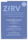 ZfRV Zeitschrift für Europarecht, Int. Privatrecht und Rechtsvergleichung