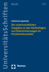 Katharina Sponholz - Die unionsrechtlichen Vorgaben zu den Rechtsfolgen von Diskriminierungen im Privatrechtsverkehr